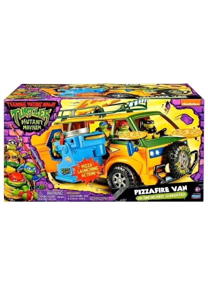 Teenage Mutant Ninja Turtles Pizza Fire Delivery Van – TMNT Mutant Mayhem Vehicle with Pizza Launcher, Room for 4 Figures, Ages 4–12