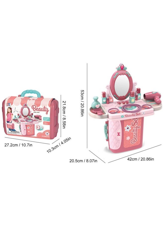 Magicwand Pretend Play ABS Plastic Carry Along 3-in-1 Beauty Play Set Vanity Box Case【Made in India】【2 Yrs & Up】【Pack of 1】【Multi-Colored】