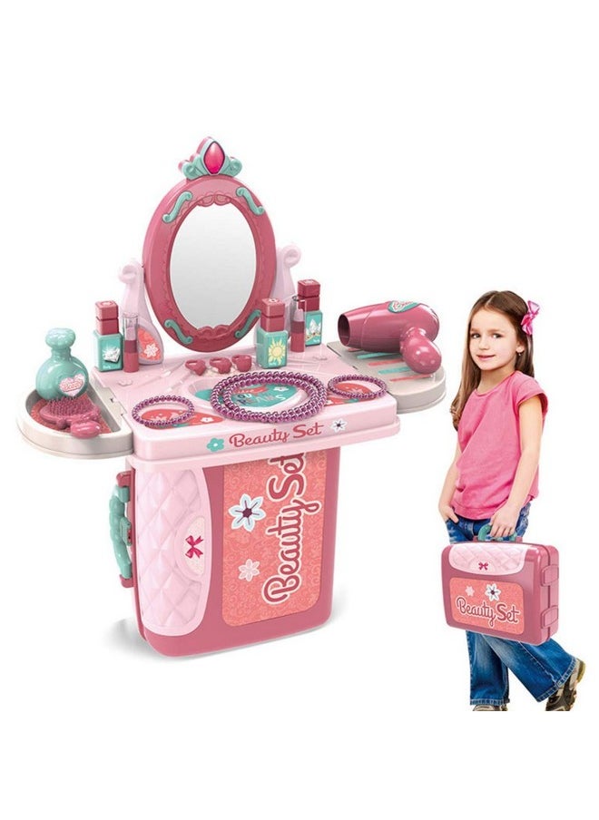 Magicwand Pretend Play ABS Plastic Carry Along 3-in-1 Beauty Play Set Vanity Box Case【Made in India】【2 Yrs & Up】【Pack of 1】【Multi-Colored】