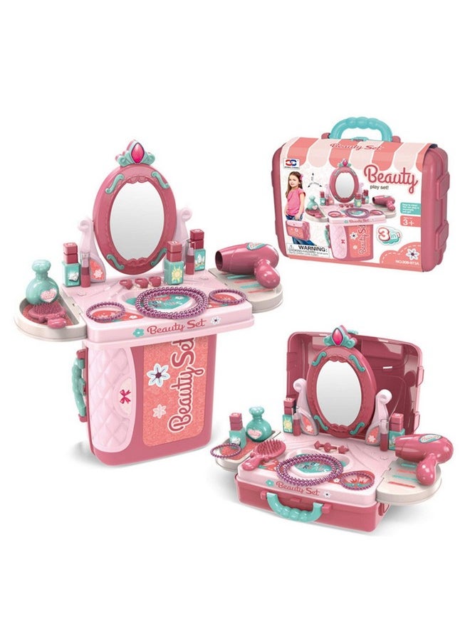 Magicwand Pretend Play ABS Plastic Carry Along 3-in-1 Beauty Play Set Vanity Box Case【Made in India】【2 Yrs & Up】【Pack of 1】【Multi-Colored】