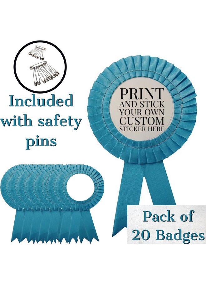 Satin Badge for Event,Party, and Conference (Pack of 20) (Sky Blue)