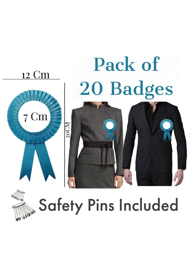 Satin Badge for Event,Party, and Conference (Pack of 20) (Sky Blue)