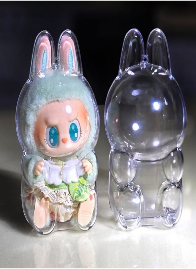 LABUBU 17cm Sit-Party Transparent Protective Shell - Doll Protective Backpack Charm, Bubble Mart Style, for 17cm Dolls