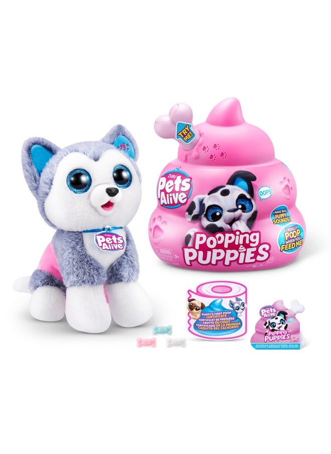 Pets Alive Pooping Puppies (Husky) by ZURU Surprise Puppy Plush, Ultra Soft Plushies, Interactive Toy Pets, Electronic Pet Puppy for Girls and Children