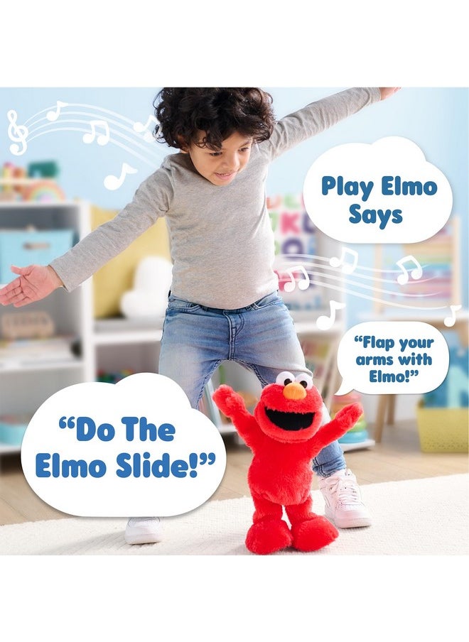 Sesame Street Elmo Slide Singing and Dancing 14-inch Plush, Pretend Play, Interactive Toy, Kids Toys for Ages 2 Up by Just Play