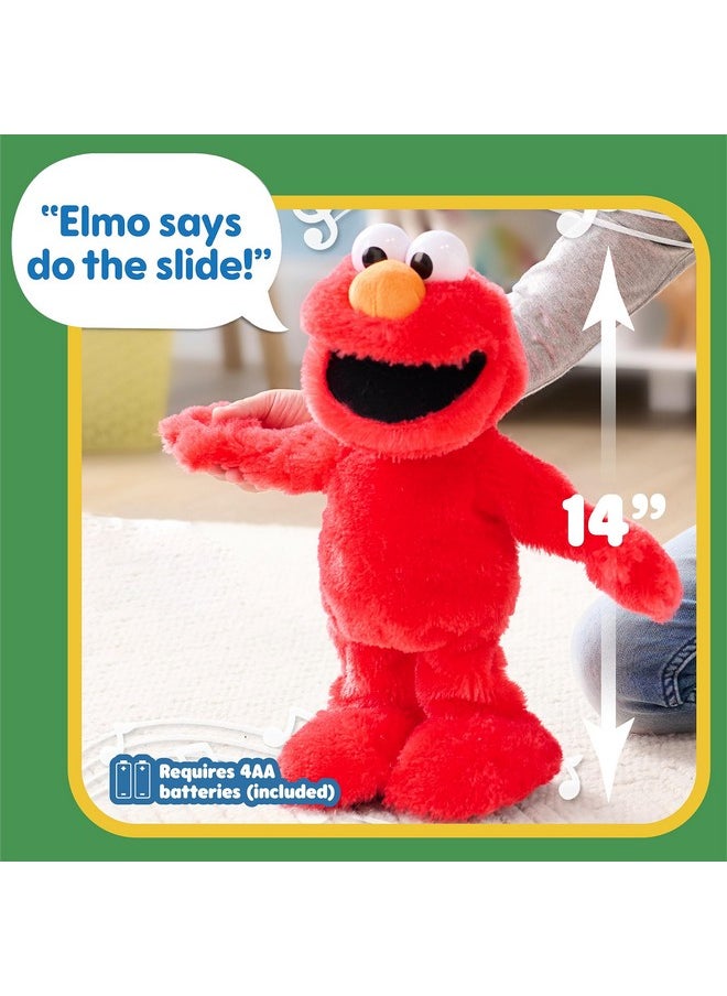 Sesame Street Elmo Slide Singing and Dancing 14-inch Plush, Pretend Play, Interactive Toy, Kids Toys for Ages 2 Up by Just Play
