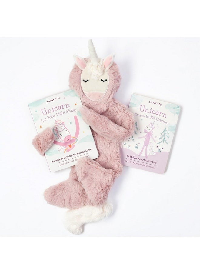 Slumberkins Unicorn Snuggler & 2 Board Books Complete Set Bundle | Promotes Authenticity, Confidence & Healthy Fiendships | Social Emotional Tools for Ages 0+ (Unicorn Snuggler Plush + 2 Board Books)