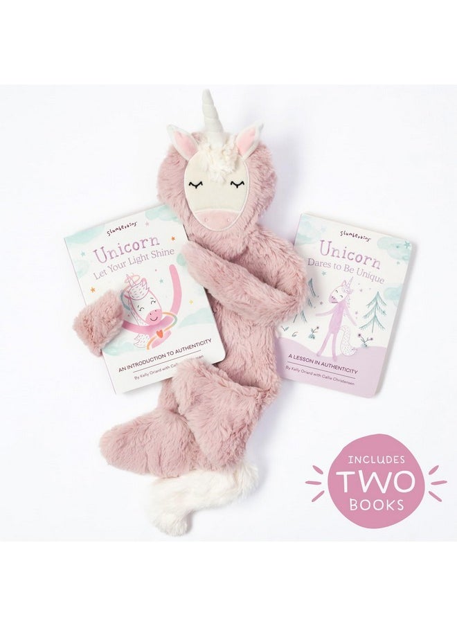 Slumberkins Unicorn Snuggler & 2 Board Books Complete Set Bundle | Promotes Authenticity, Confidence & Healthy Fiendships | Social Emotional Tools for Ages 0+ (Unicorn Snuggler Plush + 2 Board Books)