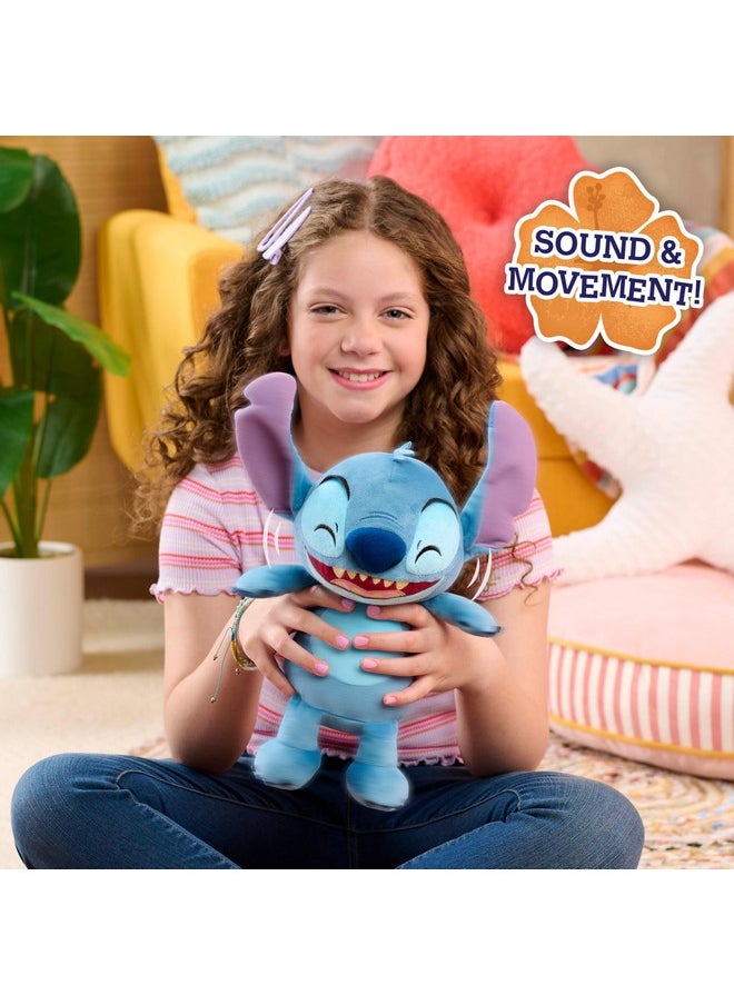 Just Play Disney Stitch Crack Me Up Stitch 11-inch Plush with Sounds and Motion, Wiggles, Giggles, and Laughs, Stuffed Animal, Kids Toys for Ages 3 Up