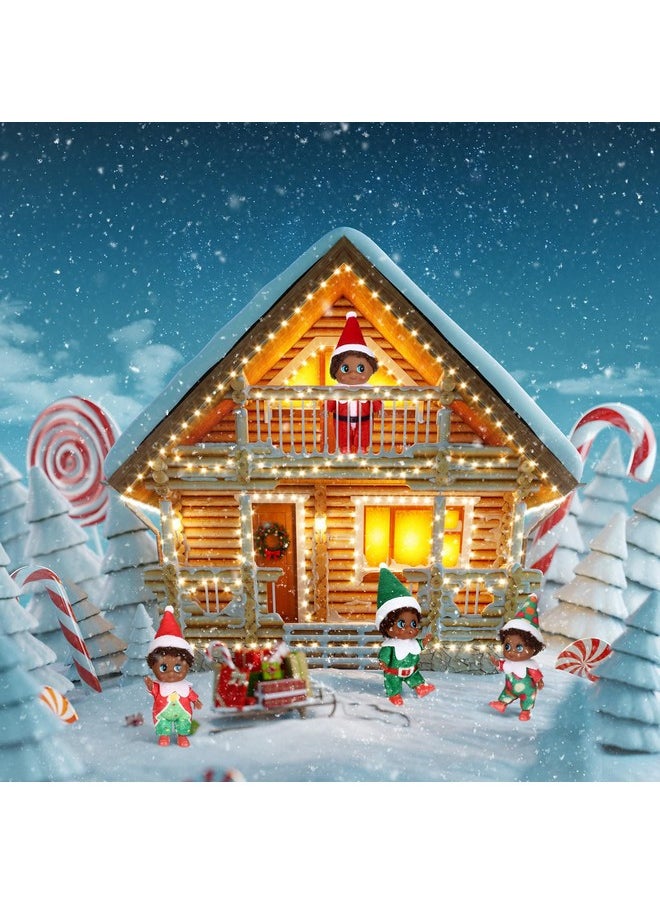 Threan 4 Pcs Christmas Elf Baby Doll Tiny African American Doll Plush Elves Toy Miniature Xmas Twins Doll Colorful Boy and Girl Elf Decoration Accessories for Holiday(Novel Style)