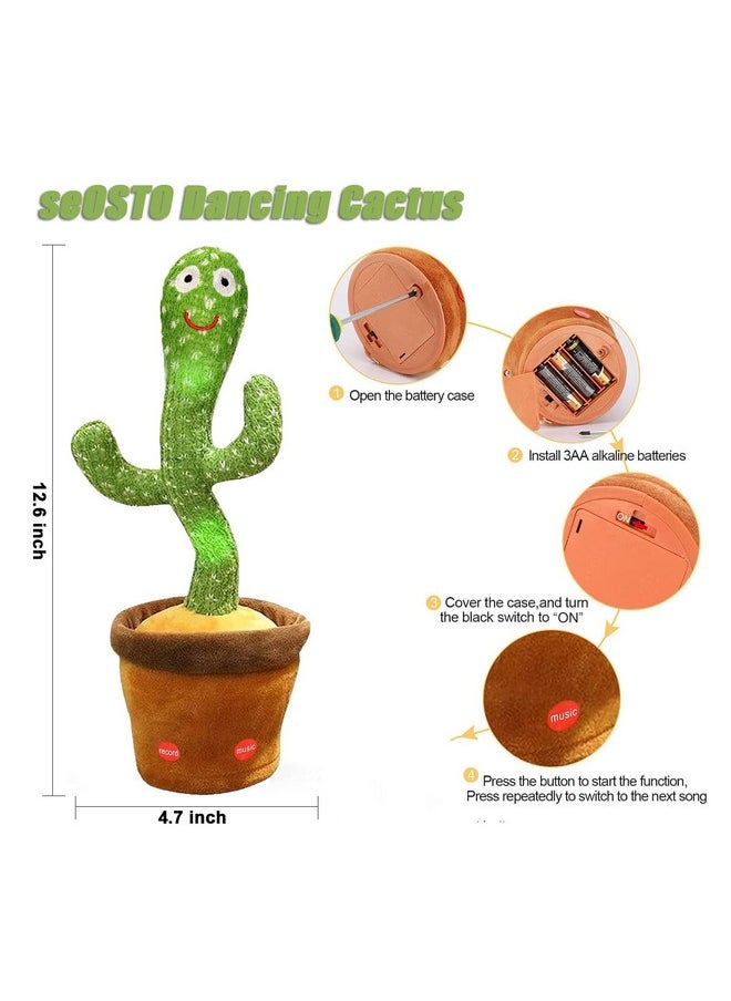seOSTO Talking Cactus Dancer Cactus, Electronic Toy for Children Education Toy Repeating Plush Toy Decorative Shape of Cactus Dancing and Repeating, Dancing Plush Toy with 120 Songs