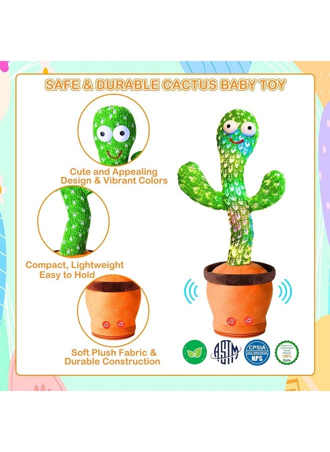 Storio Rechargeable Toys Talking Cactus Baby Toys for Kids Dancing Cactus Toys Can Sing Wriggle & Singing Recording Repeat What You Say Funny Education Toys for Children Playing Home Decor for Kids