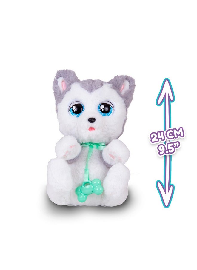 Baby Paws Siberian Husky Puppy Toy with Cute Swaddle Bag|Scan QR Code for More Interactive Roleplay,Pretend Play Toy|Make 5 Adorable Sounds Kids Toys for Ages 4+|Birthday Gift for Pet Lovers -22 cm