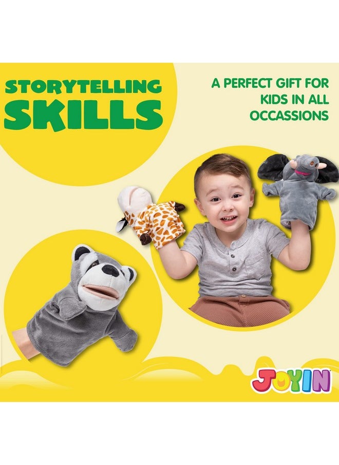 JOYIN 6Pcs Kids Hand Puppet Set with Working Mouth, Toddler Animal Plush Toy Includes Elephant, Giraffe, Lion, Bear, Raccoon and Monkey for Show Theater, Birthday Gifts