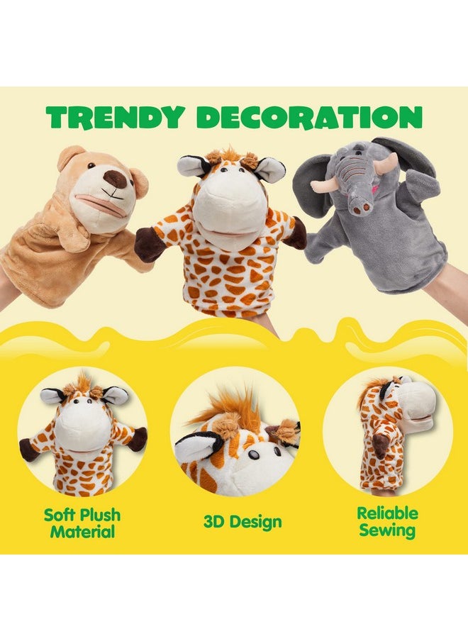 JOYIN 6Pcs Kids Hand Puppet Set with Working Mouth, Toddler Animal Plush Toy Includes Elephant, Giraffe, Lion, Bear, Raccoon and Monkey for Show Theater, Birthday Gifts