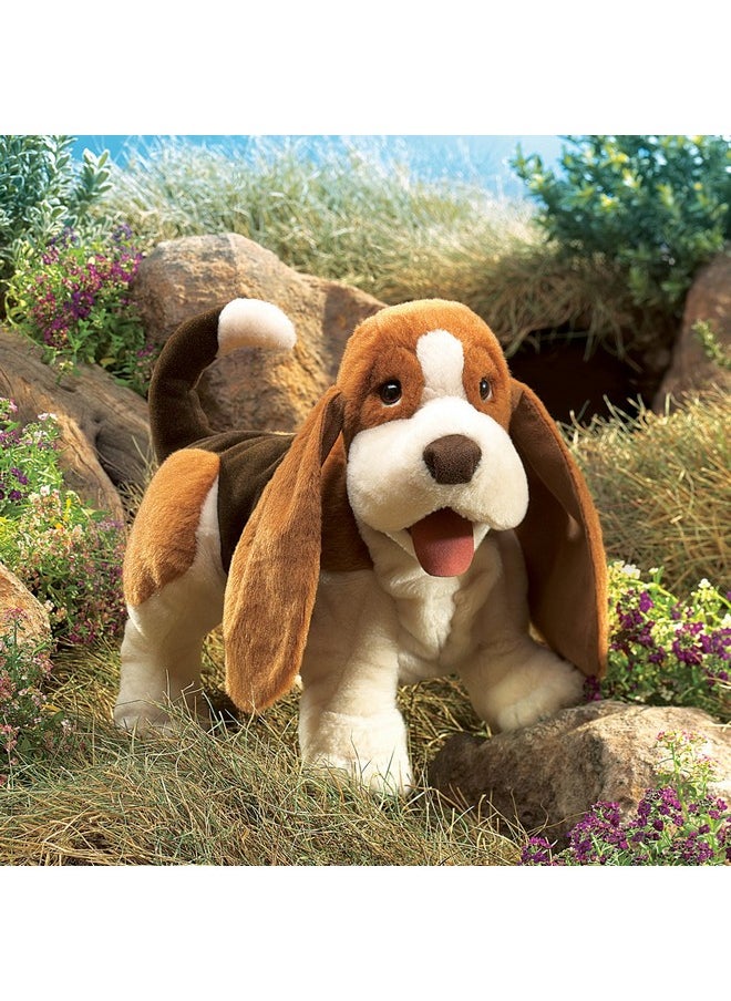 Folkmanis Basset Hound Hand Puppet , Brown, White, Black