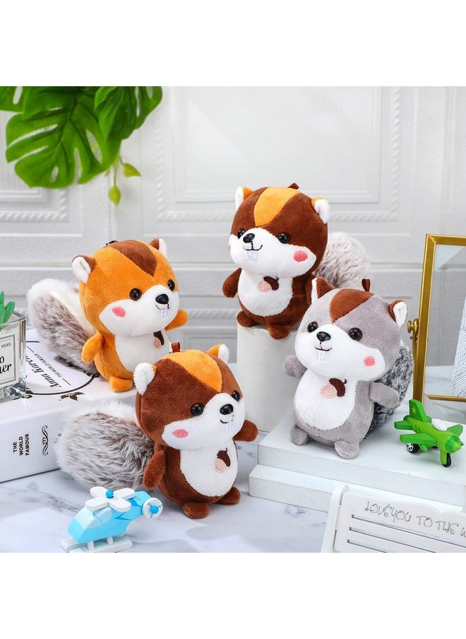 Sosation 6 Pcs Squirrel Stuffed Animal Plush 4.7 Inch Cute Squirrel Plush Small Stuffed Squirrel Toy Stuffed Animal Keychain for DIY Birthday Party Keys Backpack (Squirrel Style)