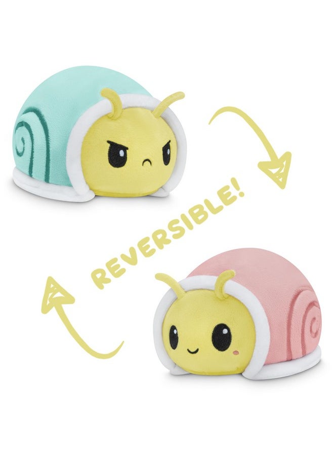TeeTurtle - The Original Reversible Snail Plushie - Pink + Aqua - Cute Sensory Fidget Stuffed Animals That Show Your Mood!