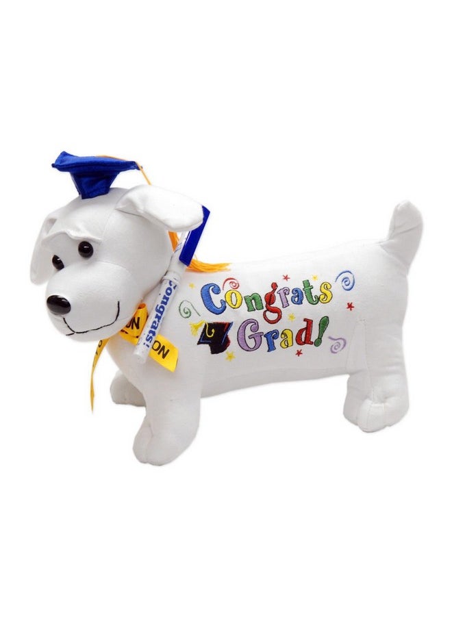 YMCtoys Graduation Autograph Stuffed Dog w/Pen, Congrats Grad! (Blue) 12