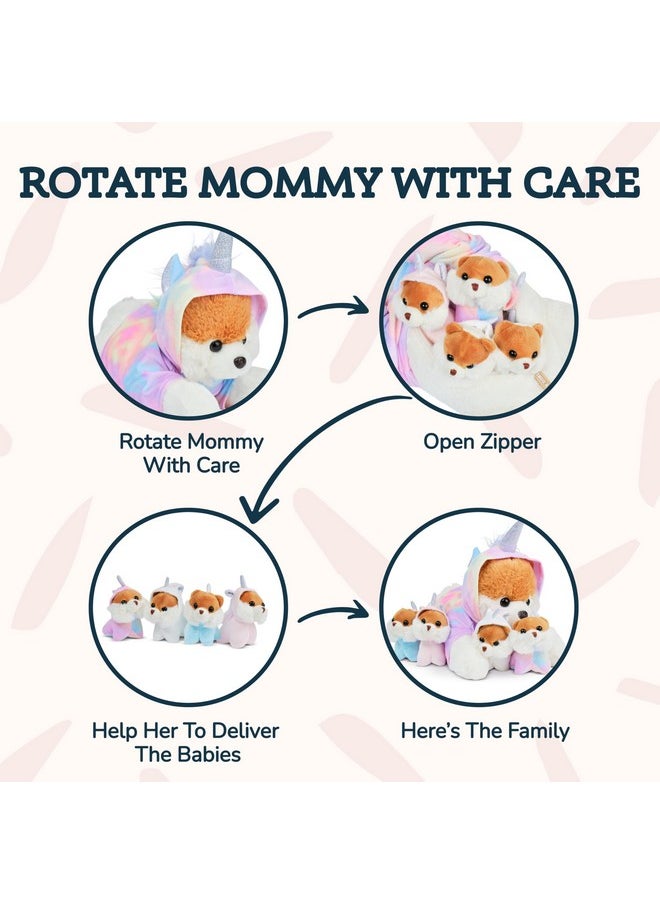 PixieCrush Dog Stuffed Animals - Bernese Mommy with 4 Puppies in Her Tummy - Huggable and Fluffy Dog Plushies for Imaginative Play - Plush Toys Suitable for Kids 3 Years Old and Above - 5