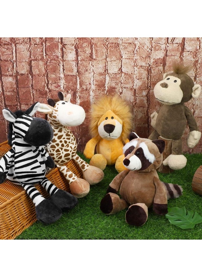 Elcoho 8 Pieces Safari Stuffed Animals Plush Jungle Animal Toys 9.8 Inch Zoo Stuffed Animals Set Cute Plush Toys for Animal Themed Parties Teacher Student Award
