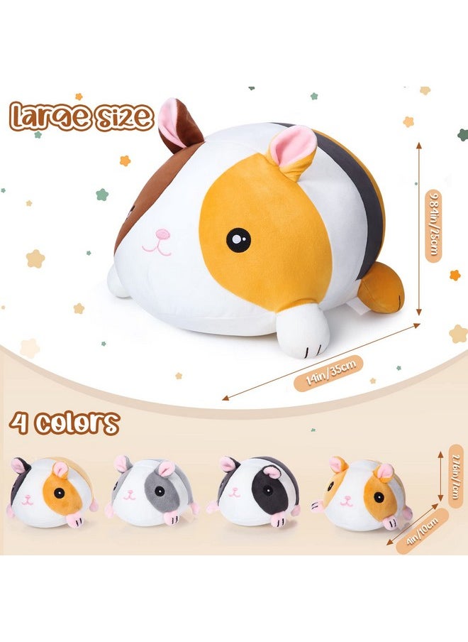 Threan 5 Pieces Guinea Pig Stuffed Animals 14 Inch Mommy Guinea Pig Plush with 4 Cute Baby Guinea Pigs Soft Guinea Pig Set Gift for Boys Girls Christmas Party Supplies
