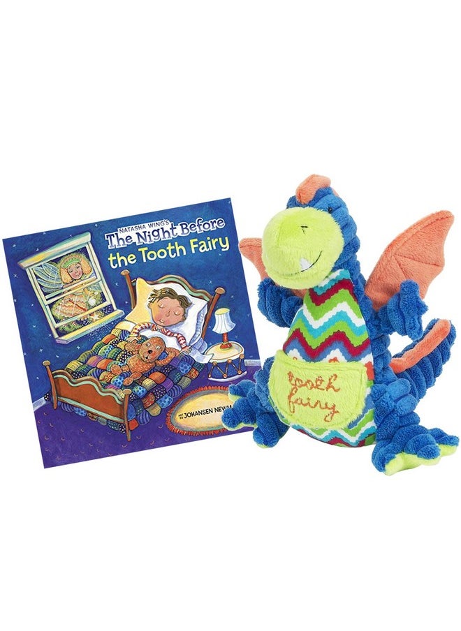 Drake the Dragon Stuffed Animal Tooth Fairy Pillow for Boys by Maison Chic with The Night Before the Tooth Fairy Book Gift Set