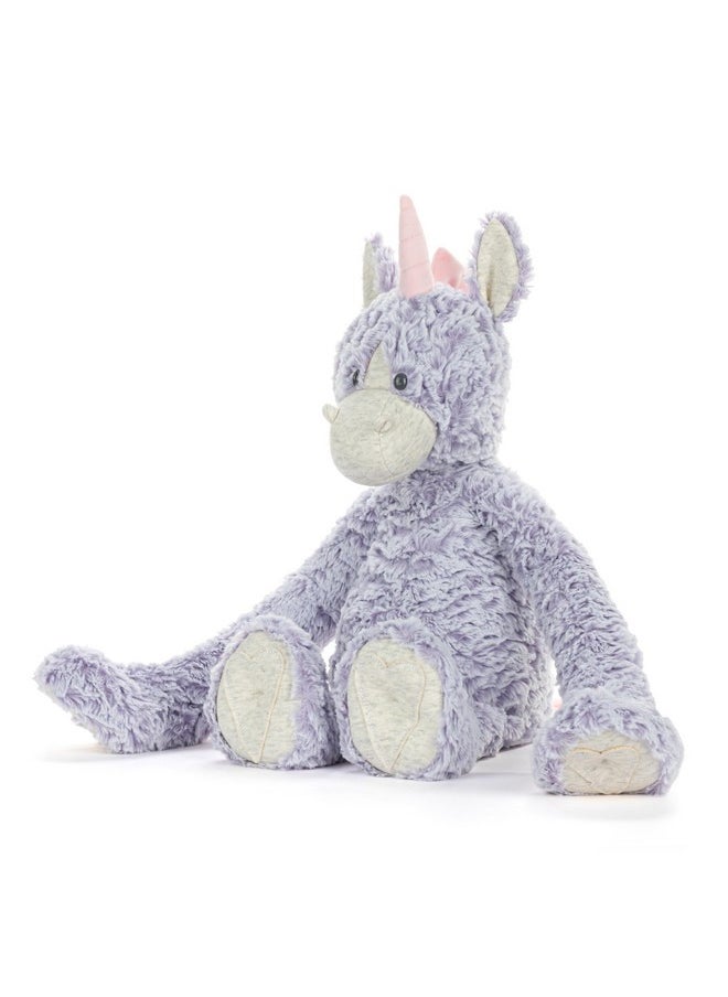 DEMDACO Heartful Hugs 14 x 13 Inch Polyester, Soft Cuddly, Weighted, Toy, Plush Stuffed Animal Purple and Grey, Unicorn