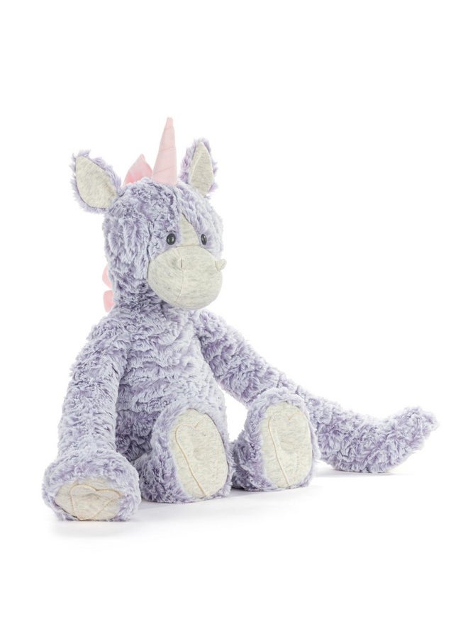 DEMDACO Heartful Hugs 14 x 13 Inch Polyester, Soft Cuddly, Weighted, Toy, Plush Stuffed Animal Purple and Grey, Unicorn