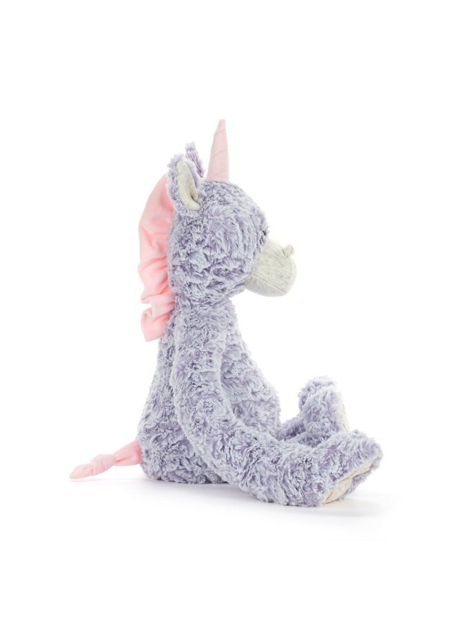DEMDACO Heartful Hugs 14 x 13 Inch Polyester, Soft Cuddly, Weighted, Toy, Plush Stuffed Animal Purple and Grey, Unicorn