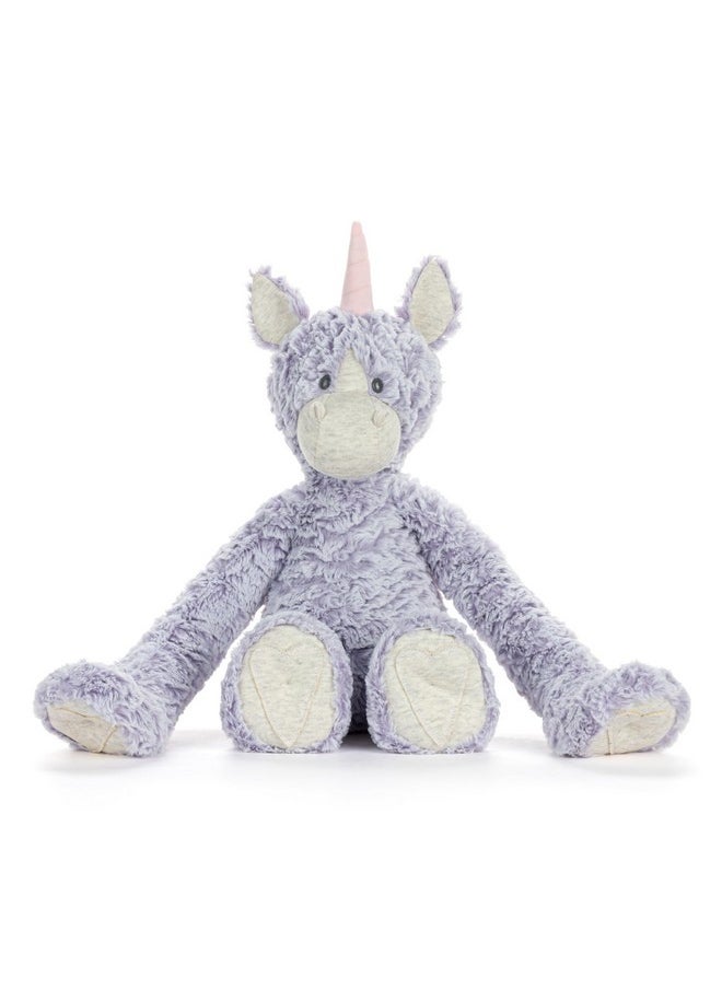 DEMDACO Heartful Hugs 14 x 13 Inch Polyester, Soft Cuddly, Weighted, Toy, Plush Stuffed Animal Purple and Grey, Unicorn