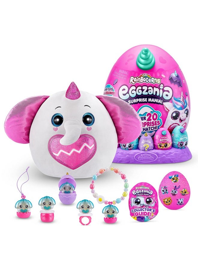 Rainbocorns Eggzania Surprise Mania Series 1 (Elephant) by ZURU, Collectible Plush Stuffed Animal, Surprise Eggs, 5 Mini Eggs, Stickers, DIY Jewelry, Slime, Ages 3+ for Girls, Children