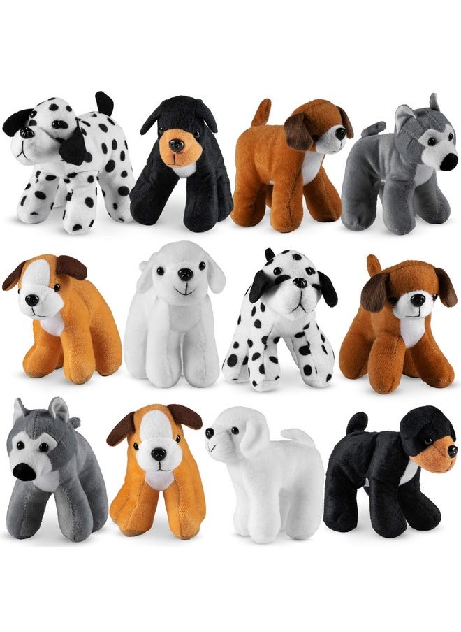 Bedwina Plush Puppy Dogs - (Pack of 12) 6 Inches Tall Stuffed Animals Bulk Assorted Puppies and Cute Stuffed Plushed Dog Puppies Assortment, Stocking Stuffers
