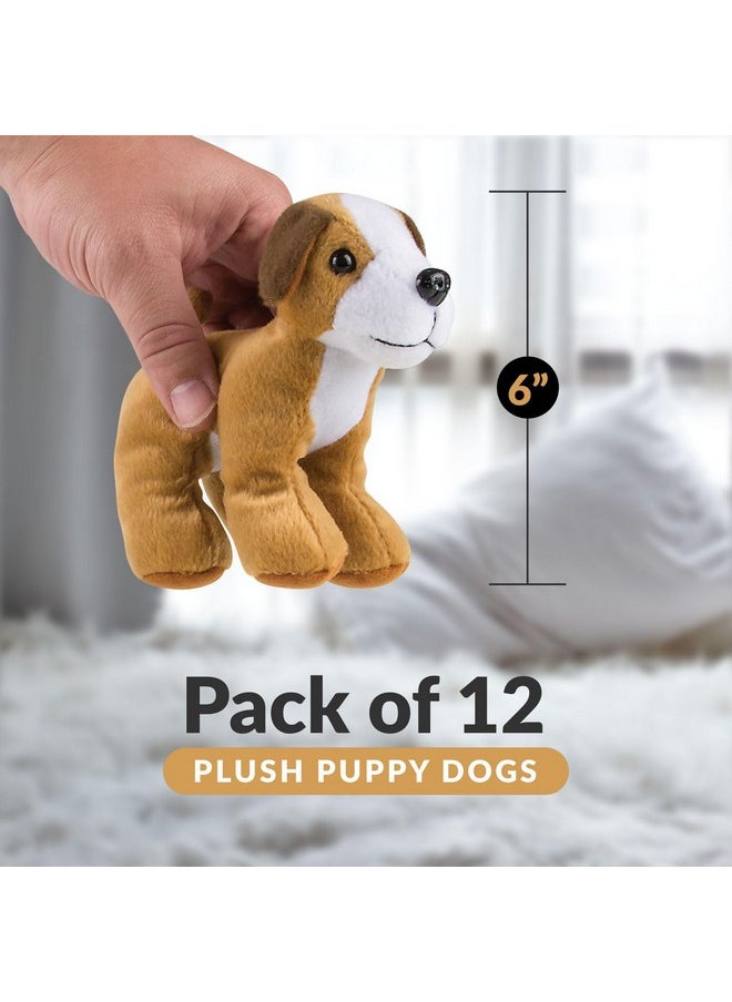 Bedwina Plush Puppy Dogs - (Pack of 12) 6 Inches Tall Stuffed Animals Bulk Assorted Puppies and Cute Stuffed Plushed Dog Puppies Assortment, Stocking Stuffers