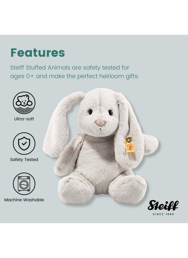 Steiff Hoppie Rabbit Toy Figure, Premium Stuffed Animal (Light Grey, 11