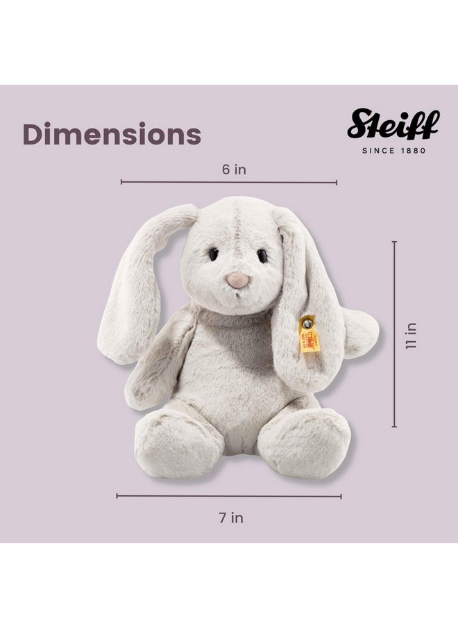 Steiff Hoppie Rabbit Toy Figure, Premium Stuffed Animal (Light Grey, 11