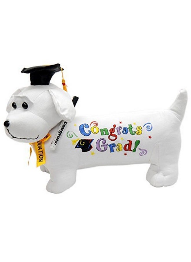 Graduation Autograph Stuffed Dog w/Pen, Congrats Grad! Black 12