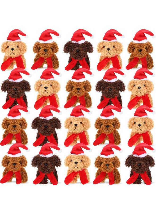 Sosation 20 Pcs Operation Christmas Mini Plush Stuffed Puppy Bulk Dog Christmas Party Favor Gift Toy Soft Plush Dog for Child Goodie Bag Fillers Kids Baby Show Birthday Carnival Prize(Vivid Color)