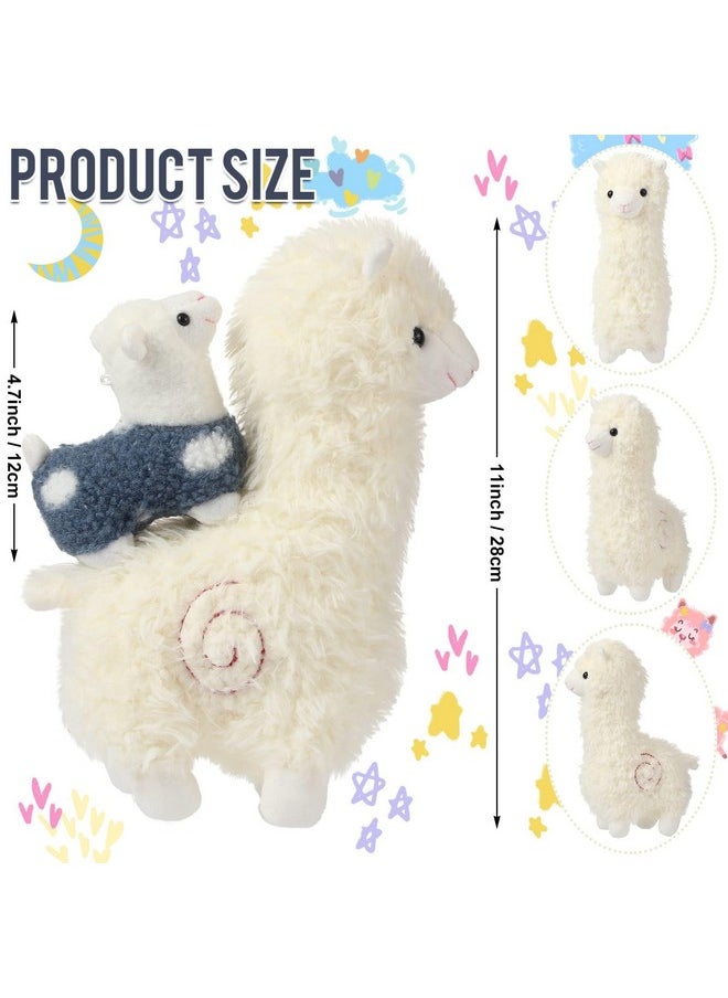 Civaner Llama Stuffed Animal with 4 Baby Llama Cute Alpaca Plush Set Kawaii Llama Soft Pillow Appreciation Gift Operation Christmas Party Favor for Kids Girl Birthday Anniversary Student Home Decor