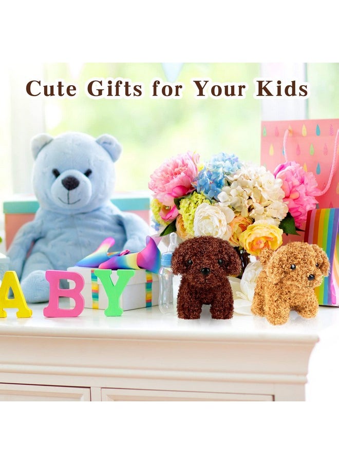 Elcoho 16 Pieces 4 Inches Mini Plush Dogs Stuffed Puppy Dog with Keychain Cute Stuffed Animal Toy Soft Toys Party Favor for Goodie Bag Birthday Party Gifts, 4 Colors (Curly Puppy)
