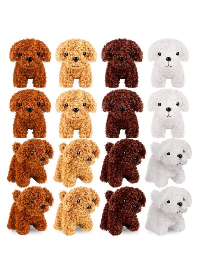 Elcoho 16 Pieces 4 Inches Mini Plush Dogs Stuffed Puppy Dog with Keychain Cute Stuffed Animal Toy Soft Toys Party Favor for Goodie Bag Birthday Party Gifts, 4 Colors (Curly Puppy)