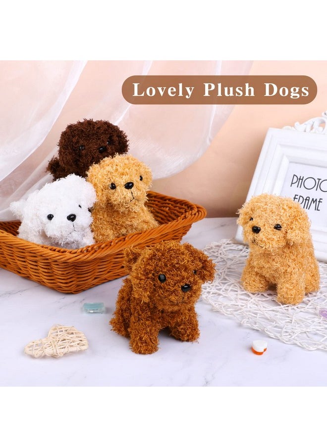 Elcoho 16 Pieces 4 Inches Mini Plush Dogs Stuffed Puppy Dog with Keychain Cute Stuffed Animal Toy Soft Toys Party Favor for Goodie Bag Birthday Party Gifts, 4 Colors (Curly Puppy)