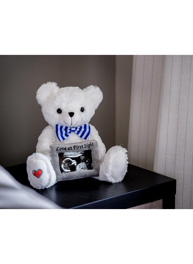 My Baby's Heartbeat Bear Stuffed Animal, 20 Sec Recorder for Baby's First Heartbeats, Cute Plush Toy, Re-recordable, Ideal Gift for Baby Showers, Valentine's Day, Birthdays, White Love Bear