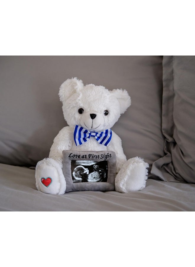 My Baby's Heartbeat Bear Stuffed Animal, 20 Sec Recorder for Baby's First Heartbeats, Cute Plush Toy, Re-recordable, Ideal Gift for Baby Showers, Valentine's Day, Birthdays, White Love Bear