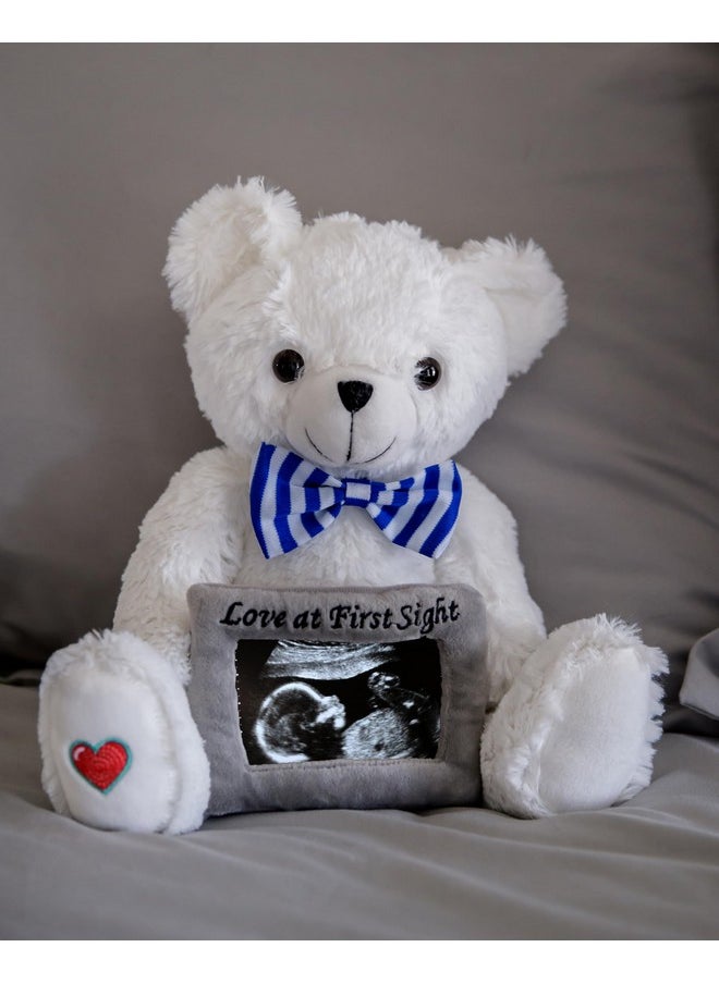 My Baby's Heartbeat Bear Stuffed Animal, 20 Sec Recorder for Baby's First Heartbeats, Cute Plush Toy, Re-recordable, Ideal Gift for Baby Showers, Valentine's Day, Birthdays, White Love Bear