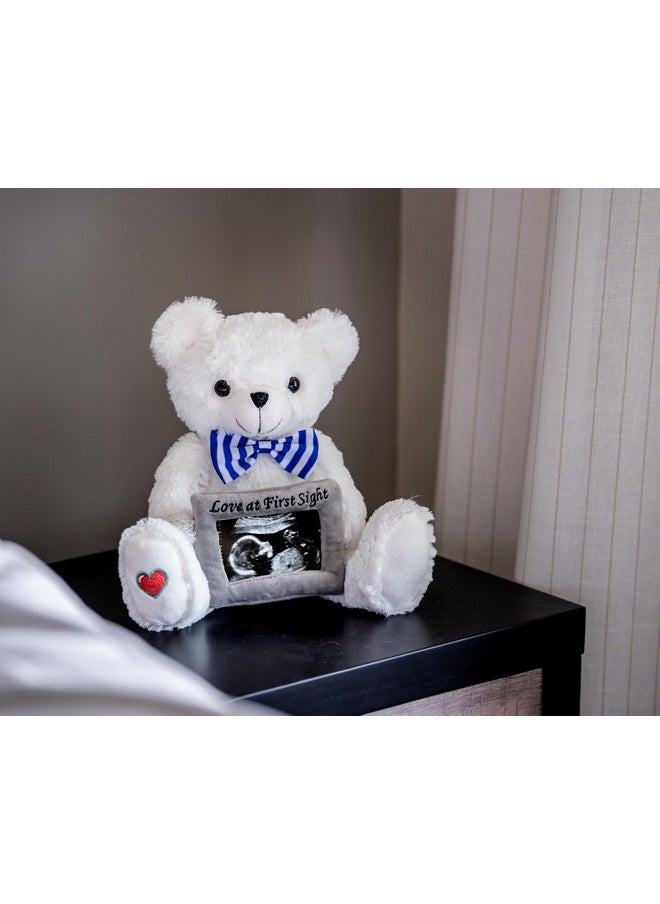 My Baby's Heartbeat Bear Stuffed Animal, 20 Sec Recorder for Baby's First Heartbeats, Cute Plush Toy, Re-recordable, Ideal Gift for Baby Showers, Valentine's Day, Birthdays, White Love Bear