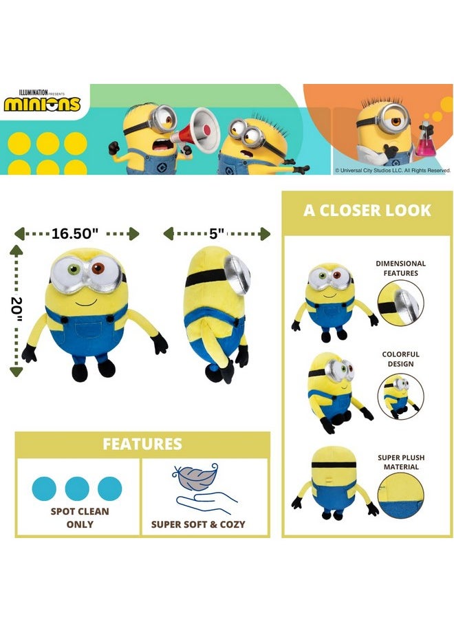 Franco Minions: The Rise of Gru, Bedding Super Soft Plush Bob Cuddle Pillow Buddy, (Official Minions Product)