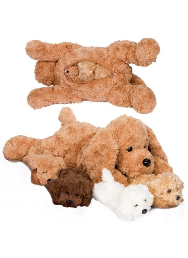 PixieCrush Adopt Me Dog Stuffed Animals for Girls Ages Three to Eight- Mommy Labradoodle with Four Puppies- Magical Dog Pillow Plushie - Enchanting Toy Dog Surprise for Imaginative Play