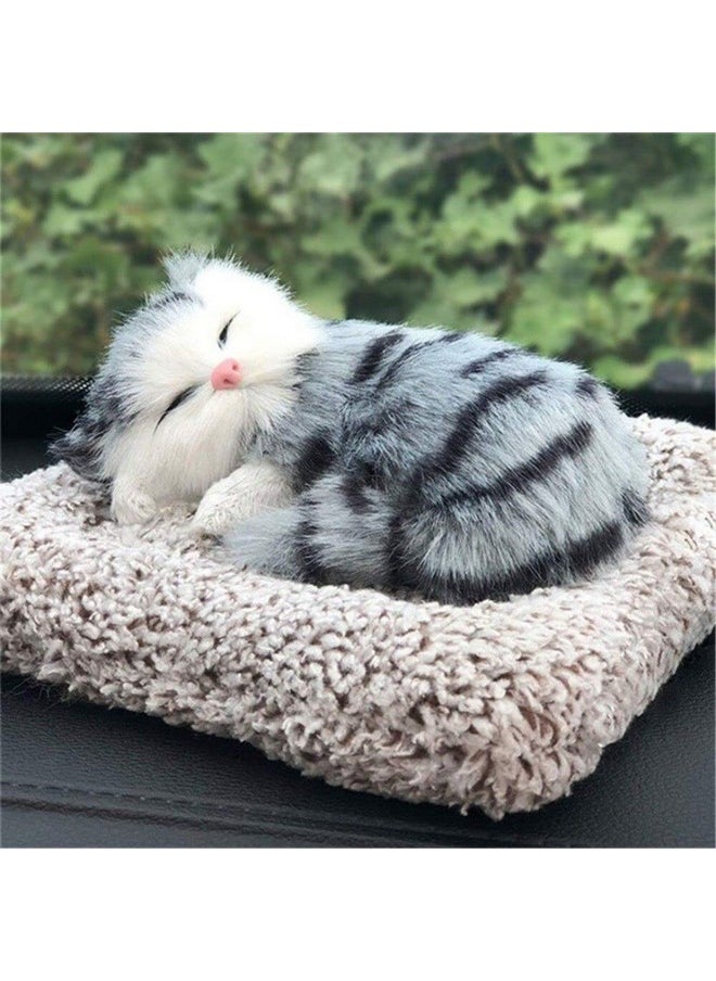 Tickles Lola Sleeping Cat On Carpet Silicone Animal Toy for Kids Car Dashboard, Office Desk (Color: Orange Size: 8 cm)