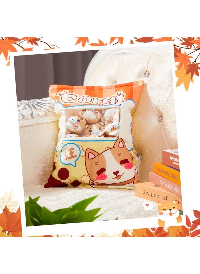 Civaner Cute Plush Pillow Kawaii Room Decor Throw Pillow Removable Stuffed Animal Toys Fluffy Cherry Bunnies Dog Dinosaur Cookies Christmas Home Decor Gifts(Dog)